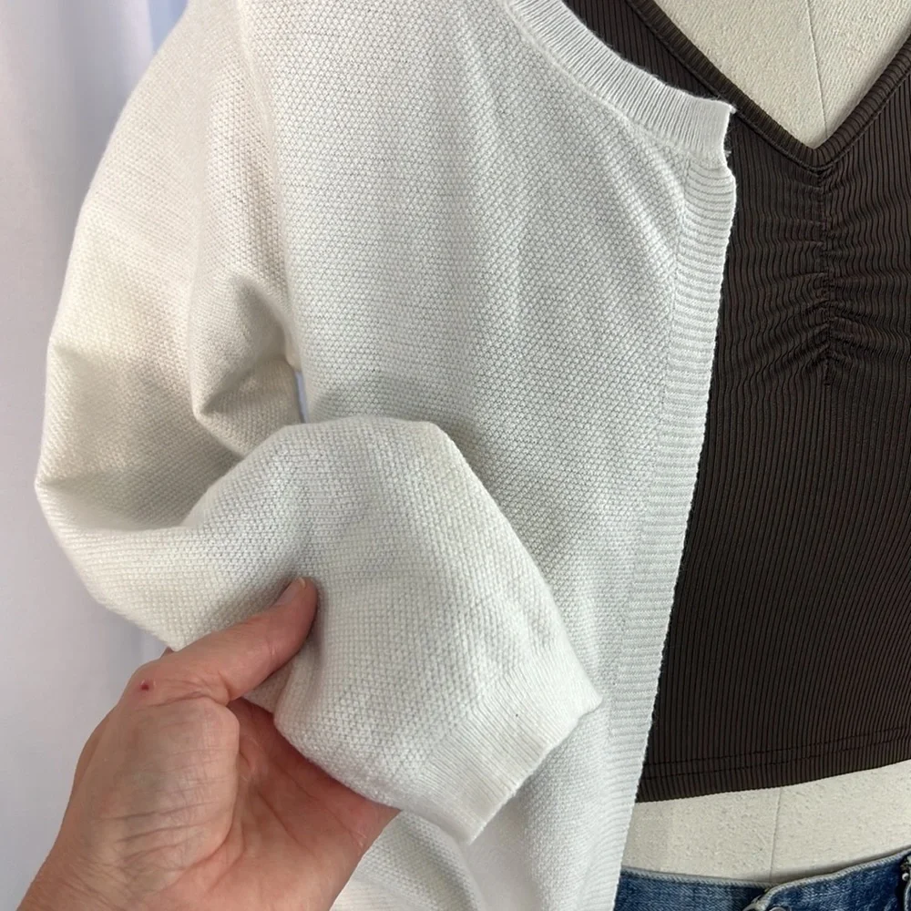 Kancy Kole ivory open front long sleeve super soft cardigan medium - Picture 3 of 12